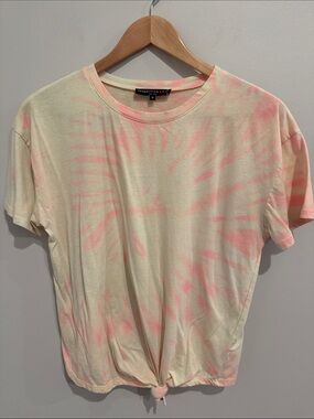 Generation Love Yellow and Neon Orange Tie-Dye Short Sleeve Knot Tee